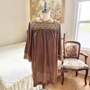 70s brown nylon nightgown Gossard size medium